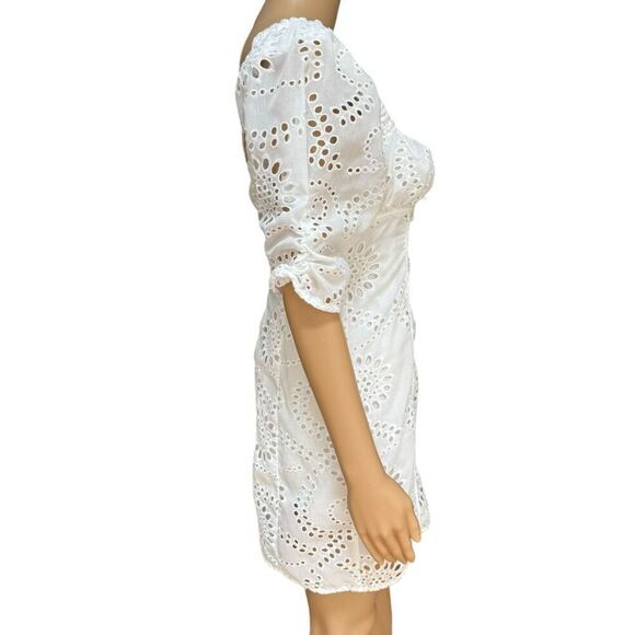 All in Favor white eyelet mini dress size M - Picture 2 of 8